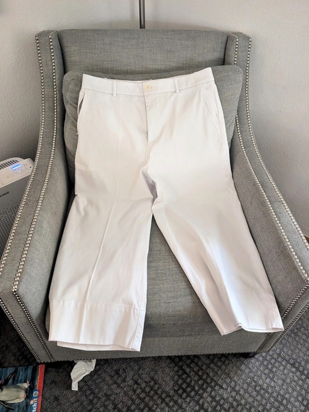 Spanx Stretch Twill Crop Wide Leg Pants 2.0 White 1X
